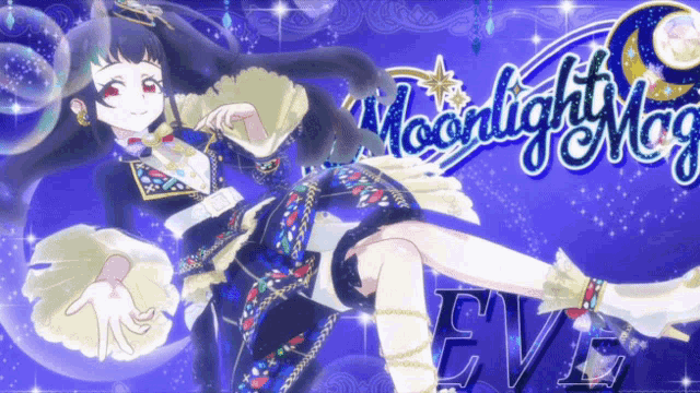 a purple background with a girl and the words moonlight mag eve