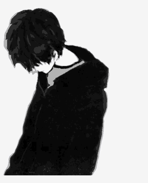 a black and white drawing of a boy with a hoodie on
