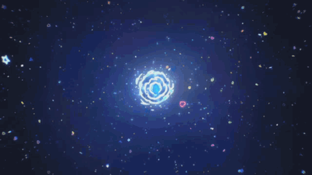 a blue swirl with a star in the center