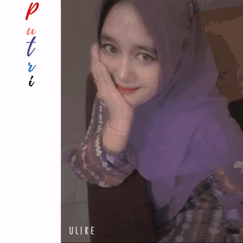 a picture of a woman wearing a purple hijab with the words ulike below her