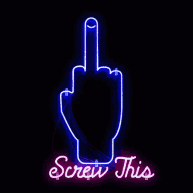 a neon sign that says screw this on it