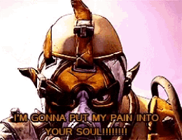 a video game character says " i 'm gonna put my pain into your soul !!! "