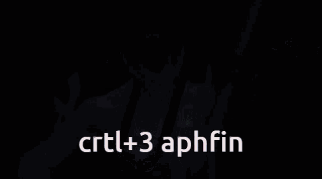 a man holding a stick with the words " crtl +3 aphfin " written on it