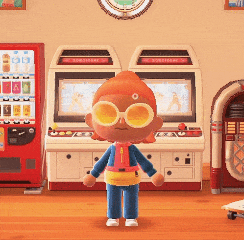 a video game character is standing in front of a machine that says hurricane on it