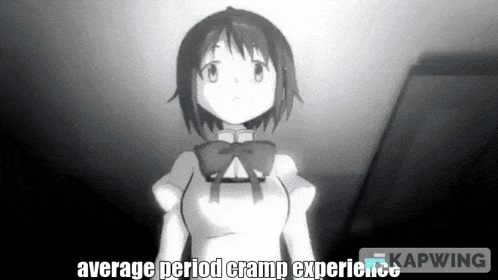 a black and white image of a girl with average period cramp experience