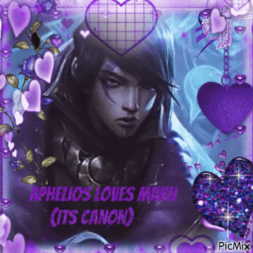 a picture of a person with the words aphelios loves maru its canon