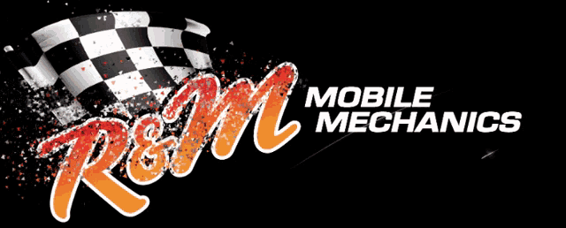 a logo for mobile mechanics has a checkered flag on it
