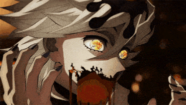 a close up of a person 's face with blood coming out of it