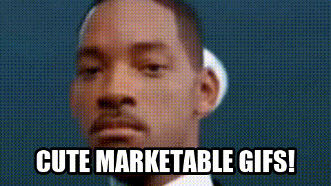 a close up of a man 's face with the words cute marketable gifs below him .