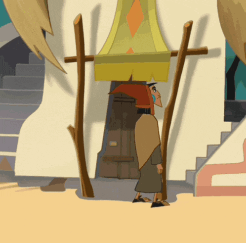 a cartoon drawing of a man with an umbrella