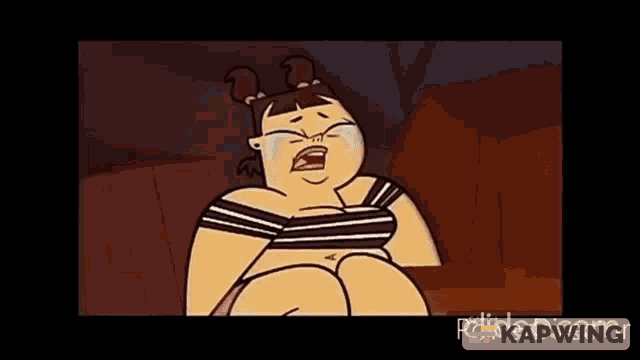 a cartoon of a woman crying with the word kapwing at the bottom