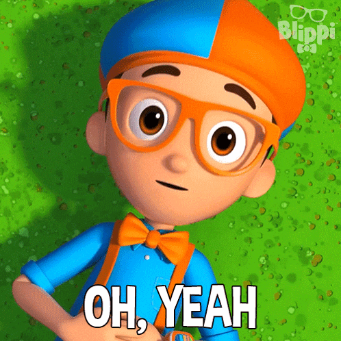a cartoon character with glasses and a bow tie is saying oh yeah