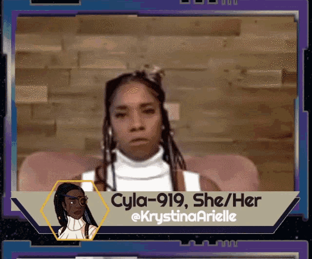 a cartoon of a woman with the name cyla-919 on it