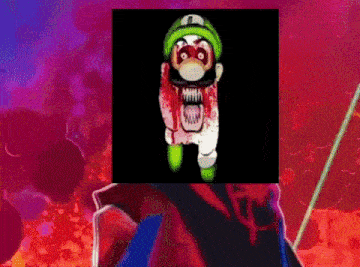 a cartoon character with blood on his face and a green hat is screaming .