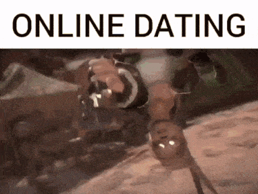 a picture of a person doing a handstand with the words online dating written above it