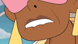 a close up of a cartoon character 's mouth with his mouth open