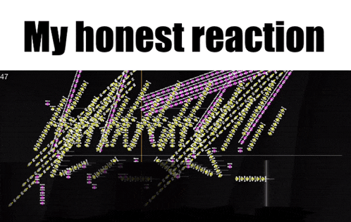 a black background with the words my honest reaction
