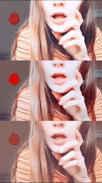 a woman 's face is shown in three different angles