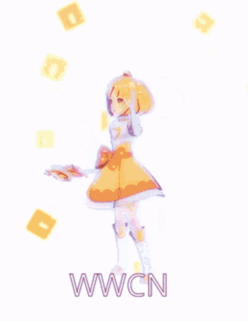 two anime girls are standing next to each other with wwcn written on the bottom right