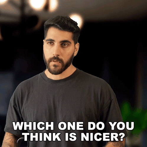 Which One Do You Think Is Nicer Rudy Ayoub GIF - Which One Do You Think Is Nicer Rudy Ayoub Which One Is Better GIFs