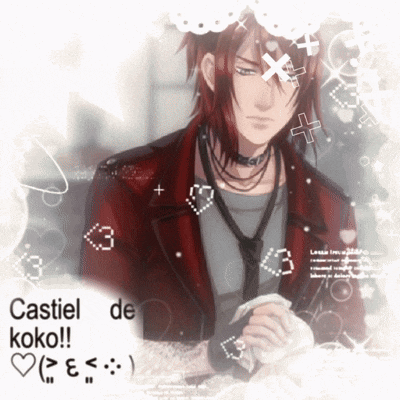 a picture of a man with red hair and the words " castiel de koko "