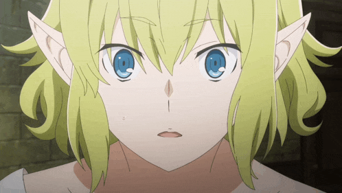 a girl with blonde hair and blue eyes is looking at the camera