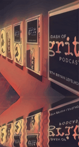 a row of posters for dash of grit podcast