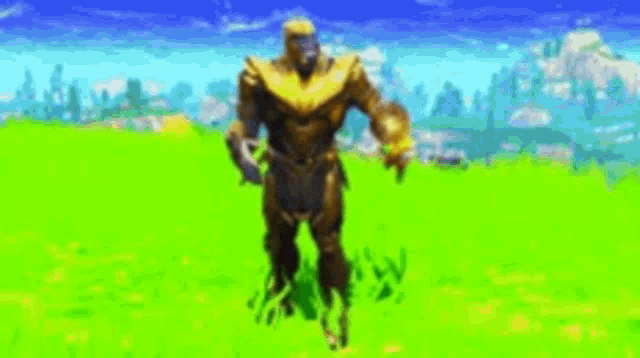 a video game character is standing in the middle of a field .