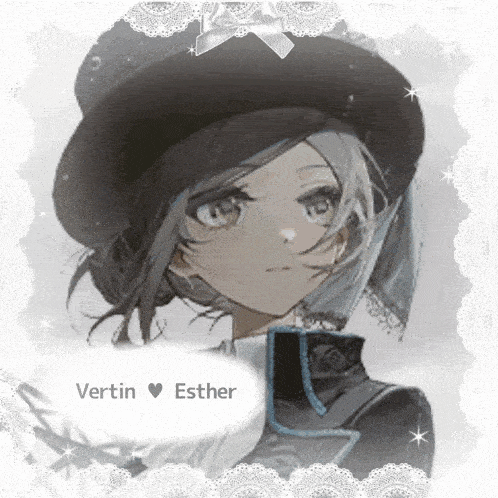 a picture of a girl with the name vertin and esther written on it