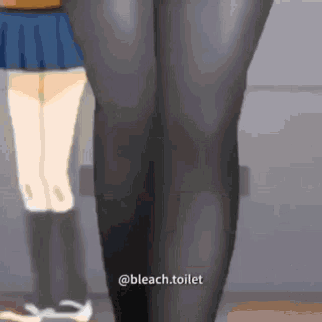 a picture of a person 's legs with the words @bleach.toilet visible