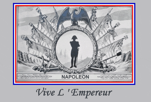 a black and white drawing of napoleon with the words vive l ' empereur underneath