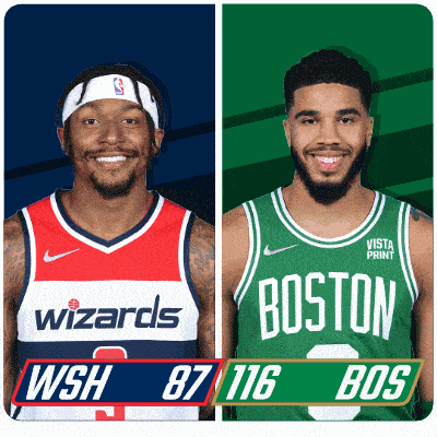 a wizards player and a boston celtics player are shown