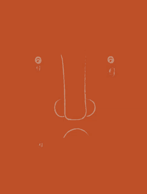 a drawing of a face with a sad face