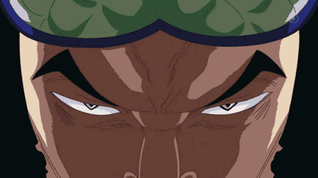 a close up of a cartoon character 's face with white eyes