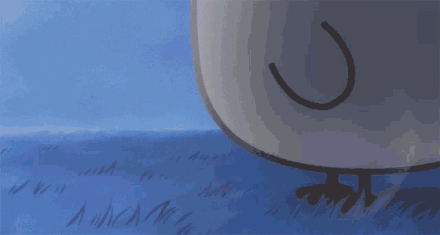 a cartoon drawing of a bird with a j on its face