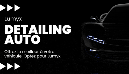a black background with a black car and the words detailing auto