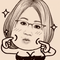 a black and white drawing of a woman wearing glasses and giving a thumbs up sign .