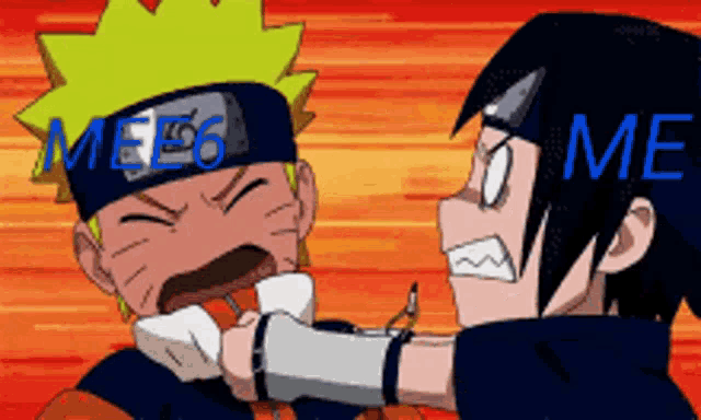 a cartoon of naruto and sasuke with the words me26 me