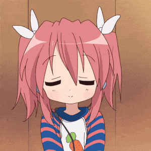 a girl with pink hair is wearing headphones and a shirt with carrots on it