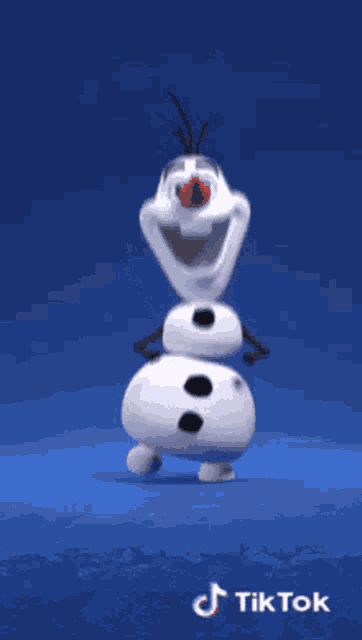 a cartoon character from the movie frozen is dancing on a blue background