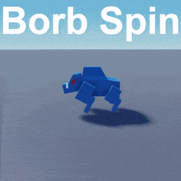 a cartoon drawing of a blue monster with the words borb spin above it