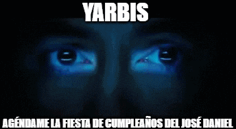 a close up of a man 's face with the words yarbis written on it