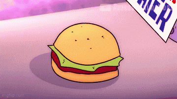a cartoon drawing of a hamburger next to a sign that says dinner .