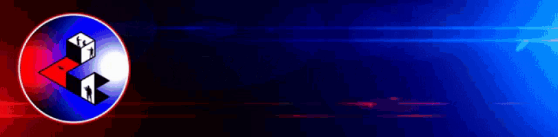 a blue and red banner with the words server up on it