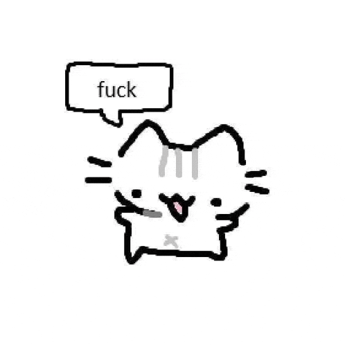 a cat with a speech bubble that says `` fuck '' .