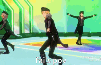 a video of a group of people dancing with the caption fai 's pov on the bottom