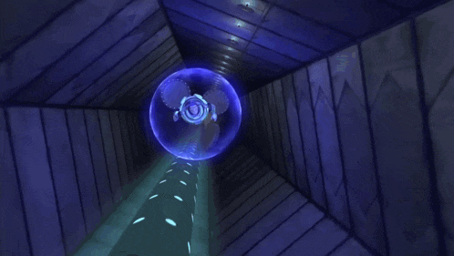 buzz lightyear from toy story is flying through the air in a purple light .