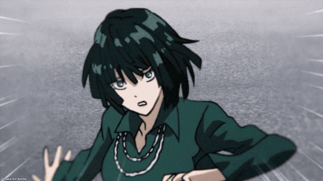 a cartoon of a girl with a green shirt and a necklace