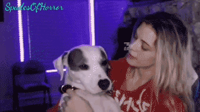 a pixelated image of a woman holding a dog with the words smoke officer on the bottom