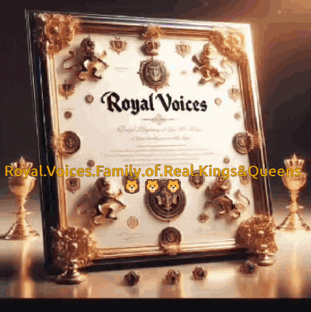 a framed certificate with the words royal voices on it